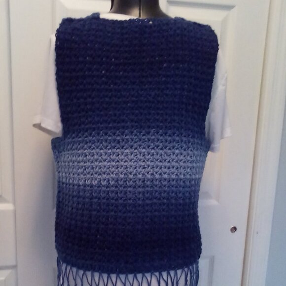 Hand crafted crochet Divine Vest, color blue, size M/L - Picture 2 of 5